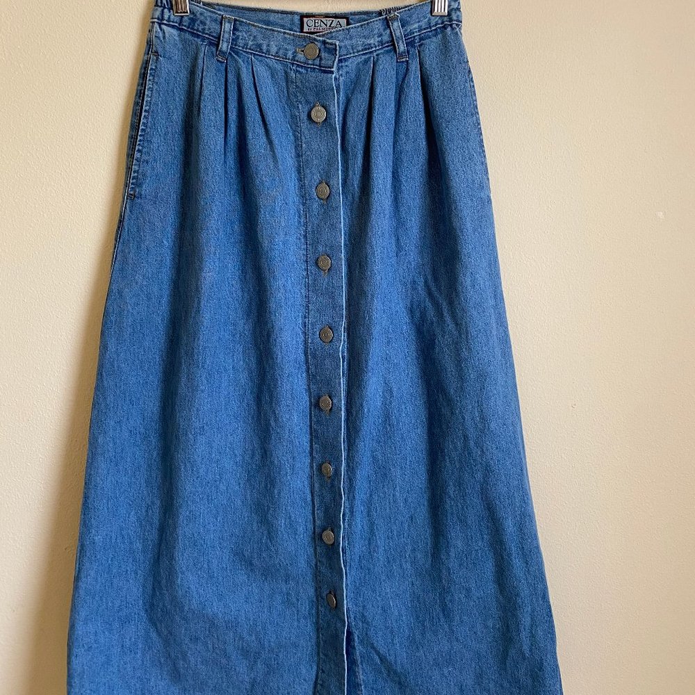 Vintage Denim Maxi Skirt - Picture 2 of 5